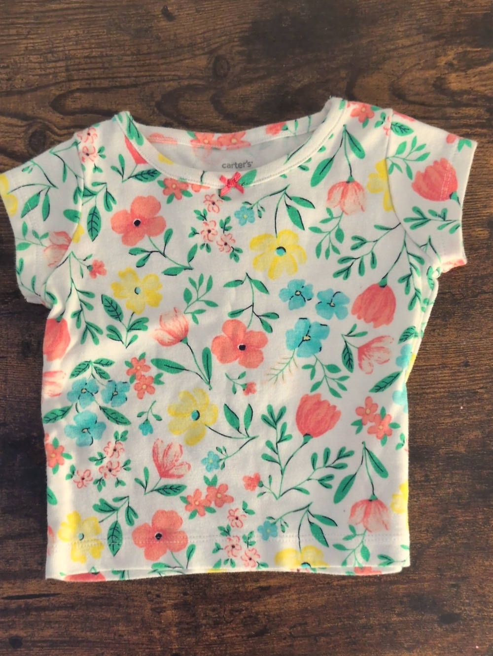 5/$25 Carter's White Floral Short Sleeve Tee 9M